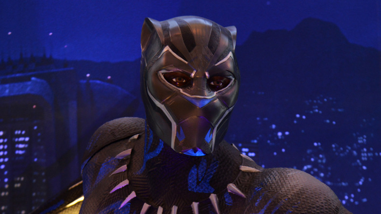 King T'Challa as the Black Panther at a Marvel display in Thailand