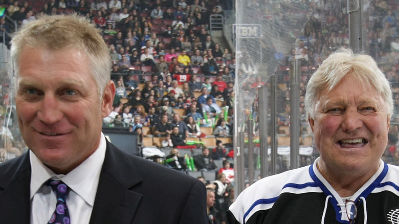 Bobby and Brett Hull at game