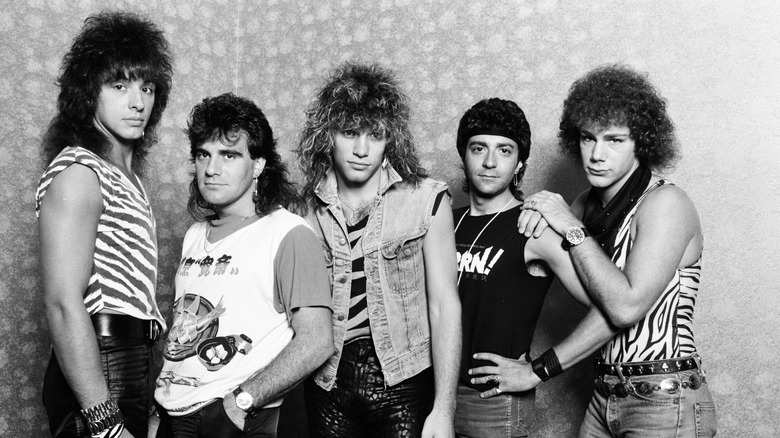 Bon Jovi posing with long hair