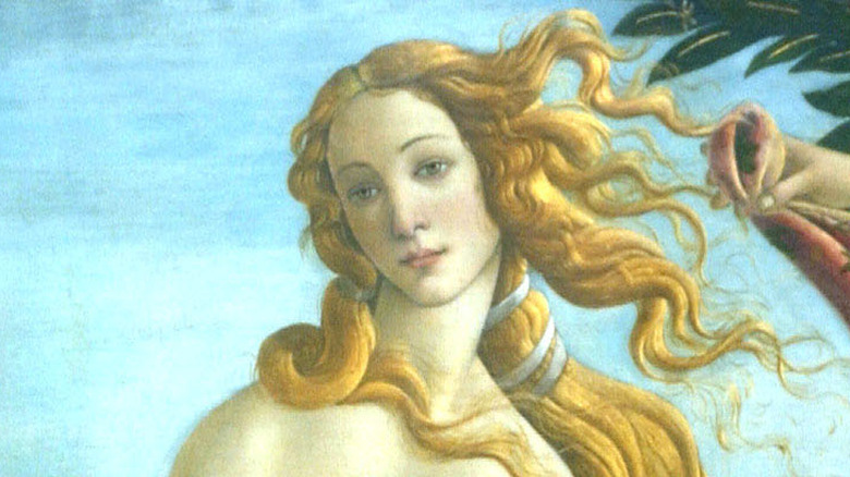 close up of Venus from Botticelli painting