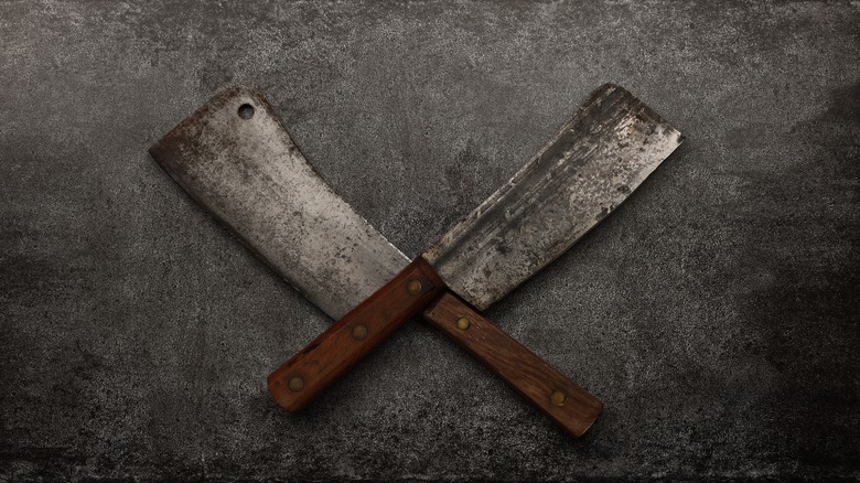 two meat cleavers