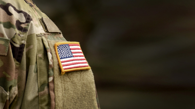soldier uniform with american flag on arm