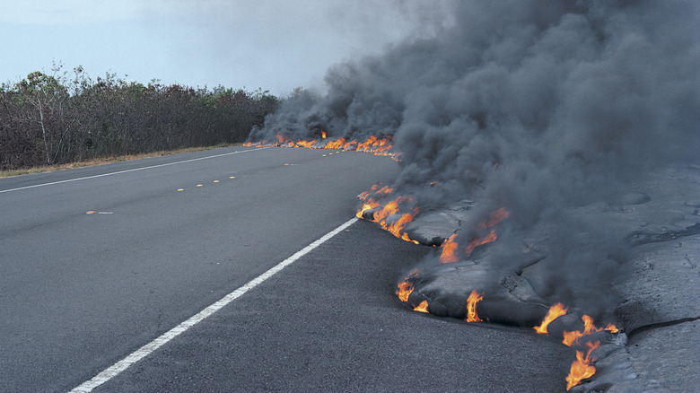 lava on road