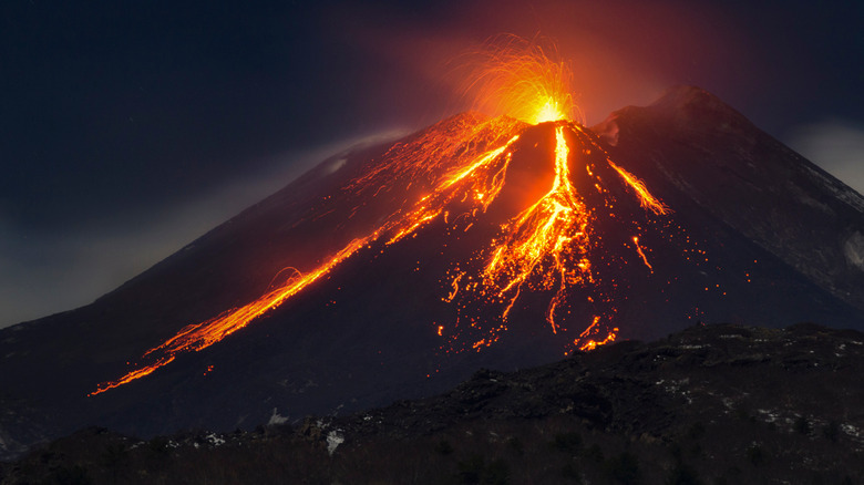 volcano erupting