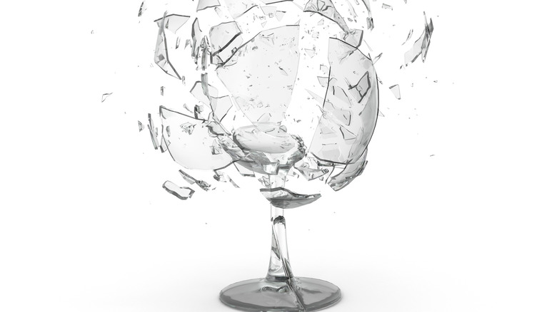 Shattering wine glass