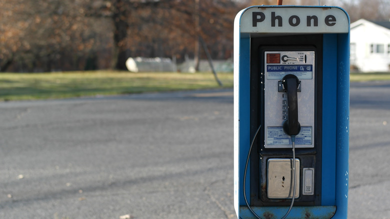 Pay phone on empty street