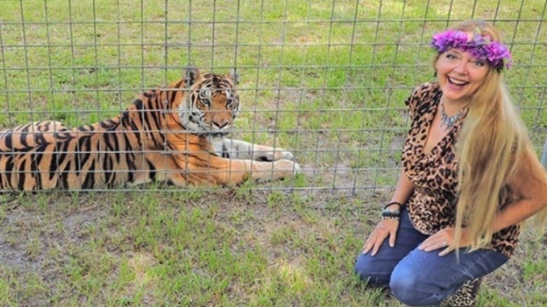 Carole Baskin and a tiger