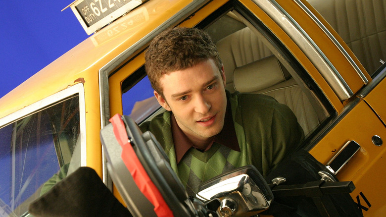 Justin Timberlake sat in yellow cab filming ad