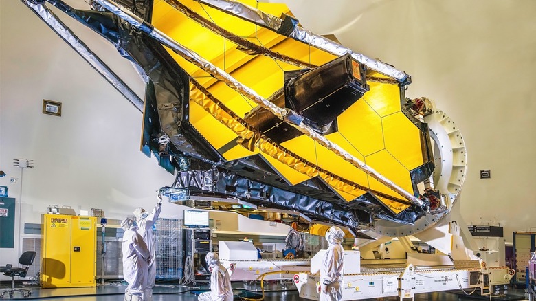 Scientists working on the telescope's mirrors