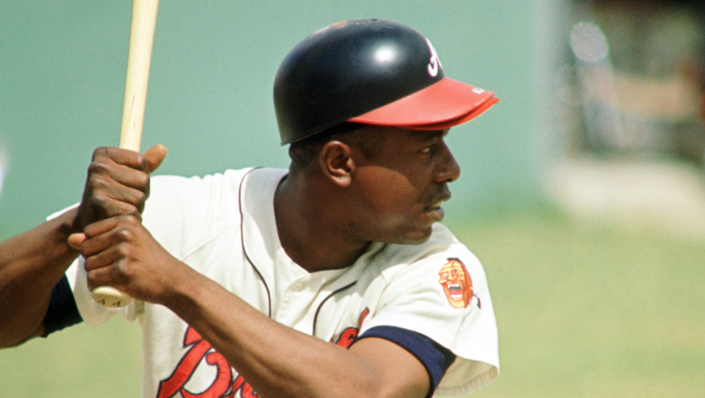 Hank Aaron at bat