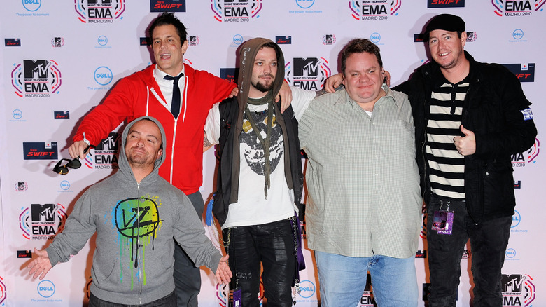 Bam poses with some Jackass costars
