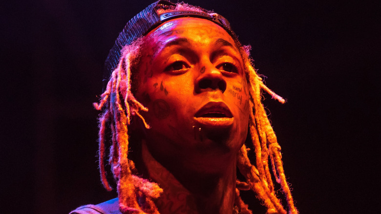 Lil Wayne looking up and surprised