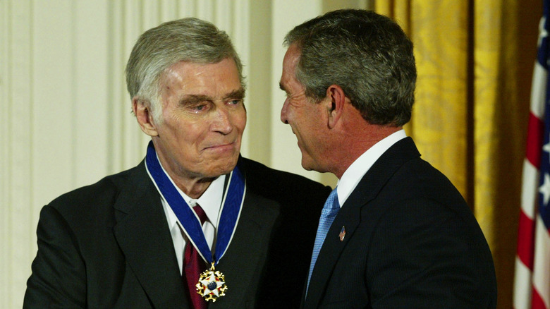 Charlton Heston and George W. Bush
