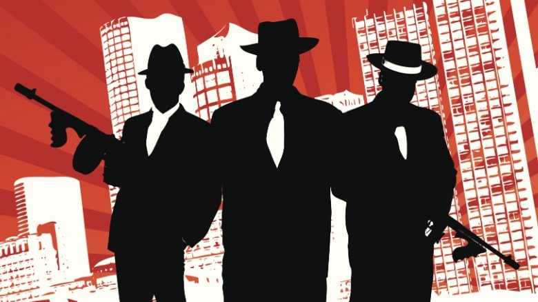 Illustration of mafia members standing