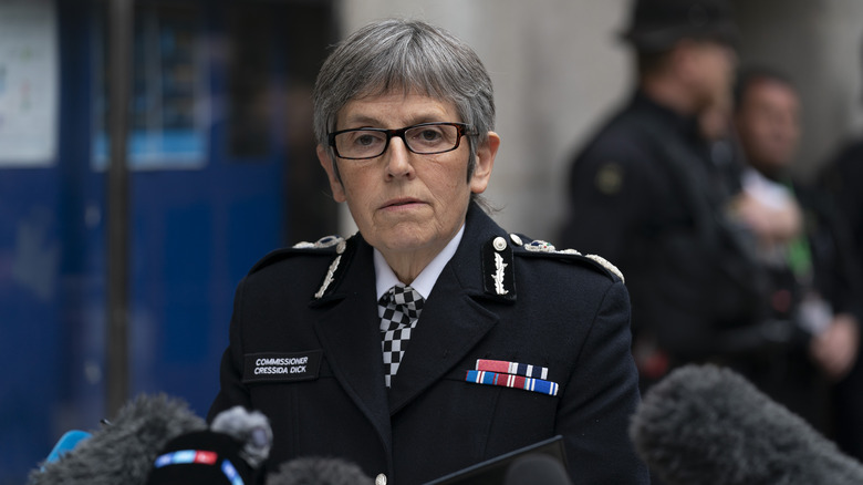 Cressida Dick giving a statement