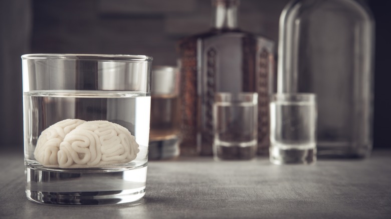 brain in a glass of alcohol 