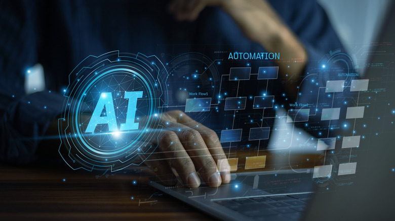 Ai graphics over a person using a computer