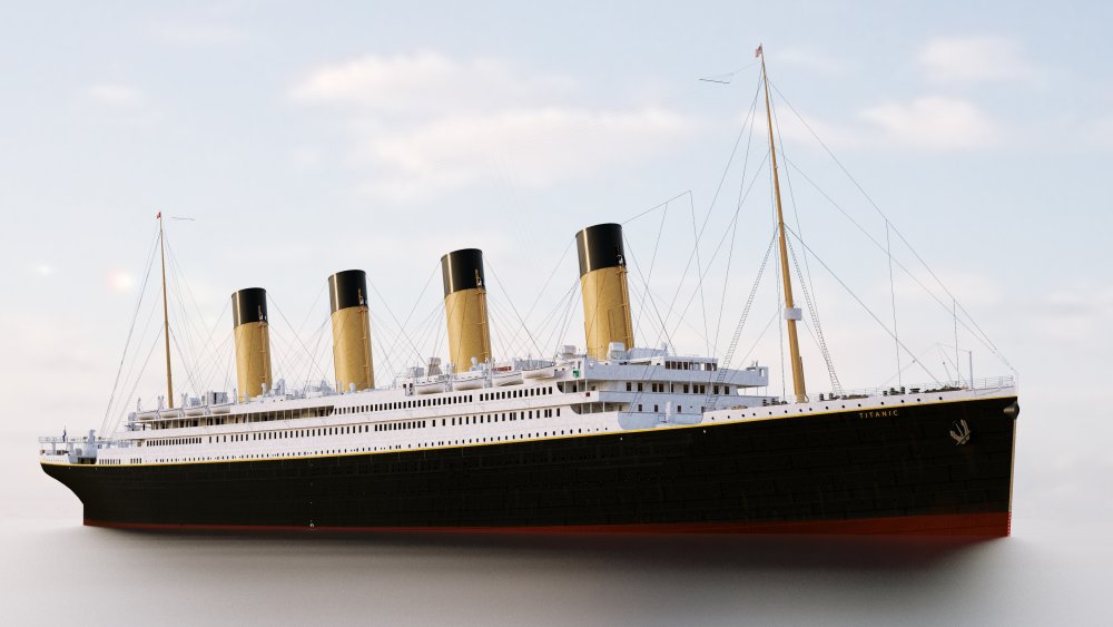 A colorized rendering of the R.M.S. Titanic.