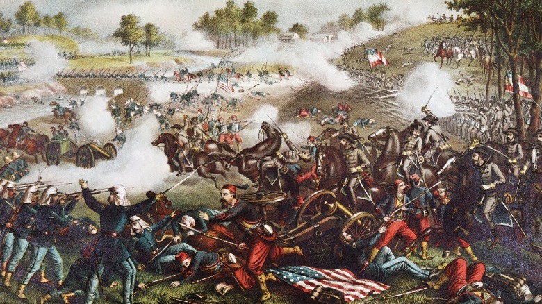 Troops fighting, first Bull Run