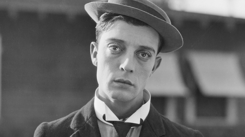 Black and white photo of Buster Keaton