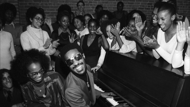 Stevie Wonder performing in 1976