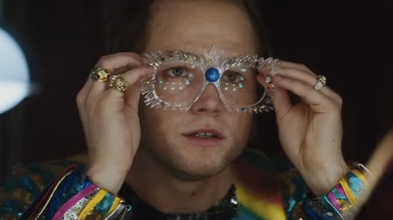 Taron Egerton portraying Elton John in Rocketman