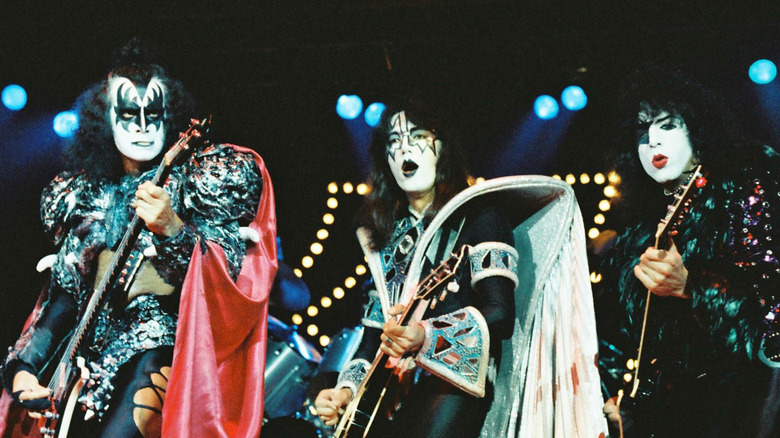 Kiss performing on stage.
