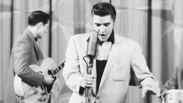 Elvis Presley performing in the 1950s