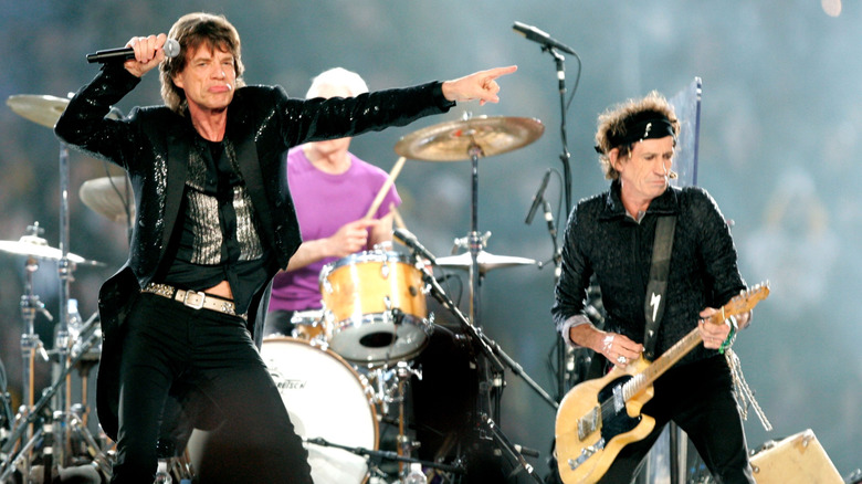 The Rolling Stones' Mick Jagger dancing onstage