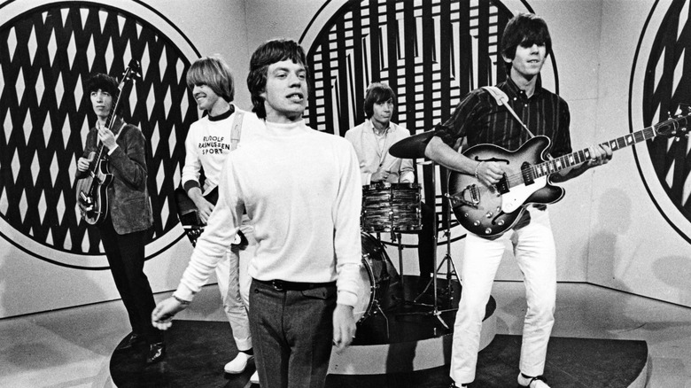 The Rolling Stones performing in television studio in mid-1960s