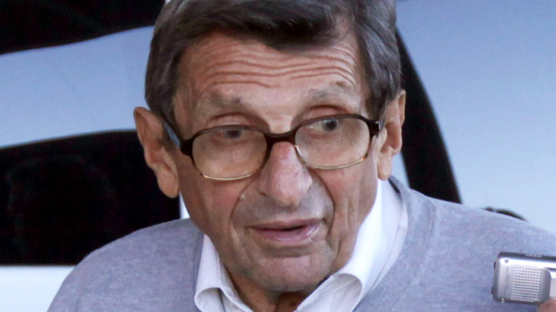 Joe Paterno being interviewed during the Sandusky scandal