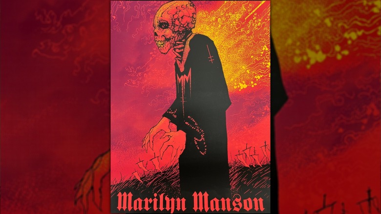 Marilyn Manson skeleton priest concert poster