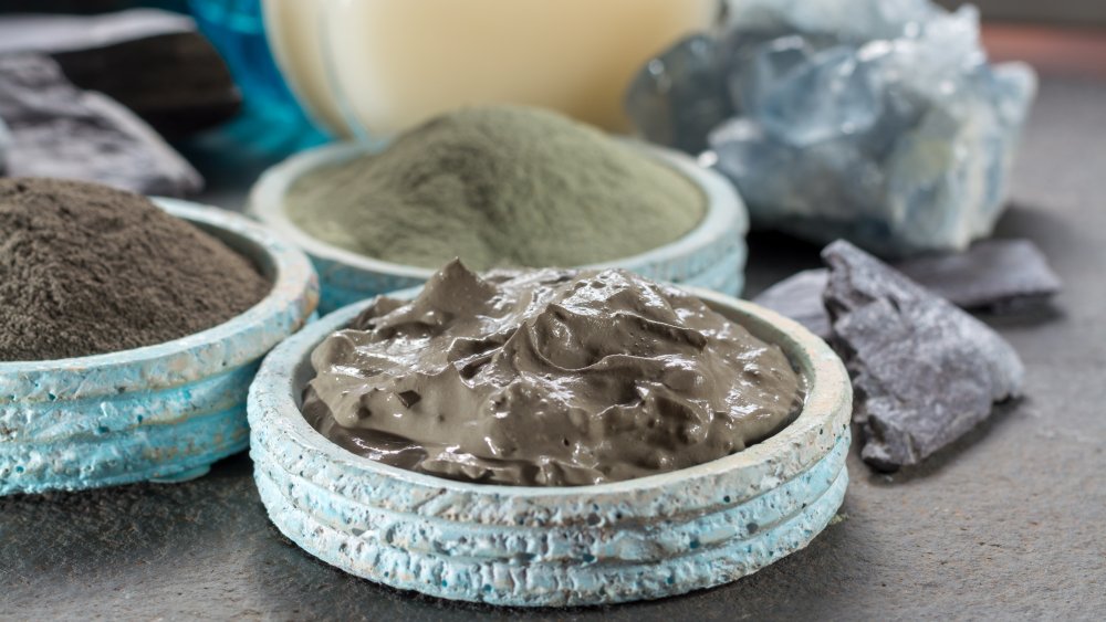 Ancient nature minerals, different types of clay used for skincare