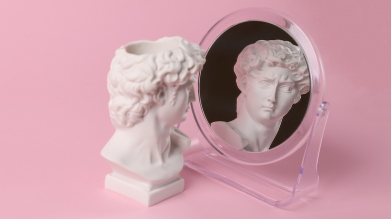 David bust gazing in mirror