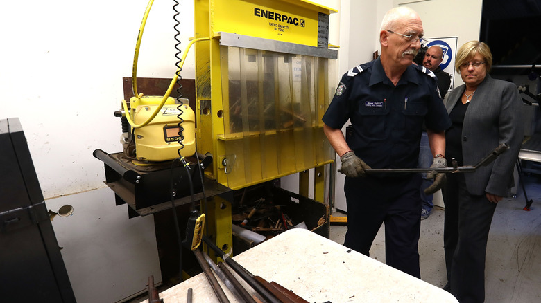 Guns being destroyed in Melbourne, Australia