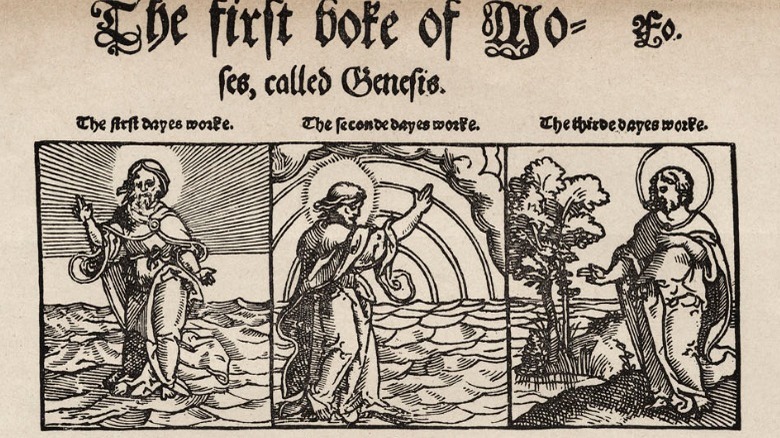 bible page depicting the days of creation 