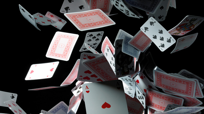 cascade of playing cards