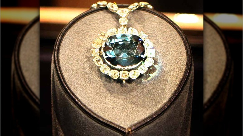 Hope diamond on pedestal