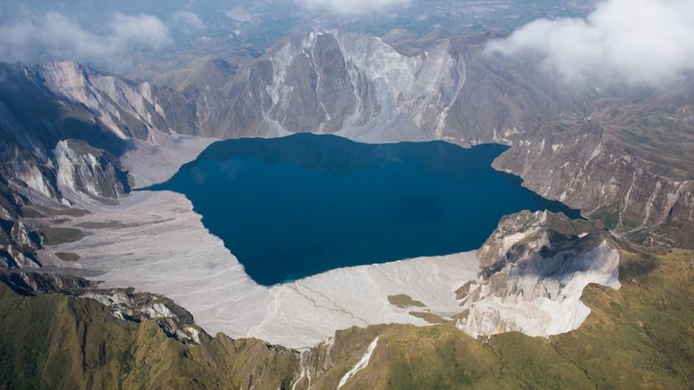 crater of Mount Pinatubo with snow 