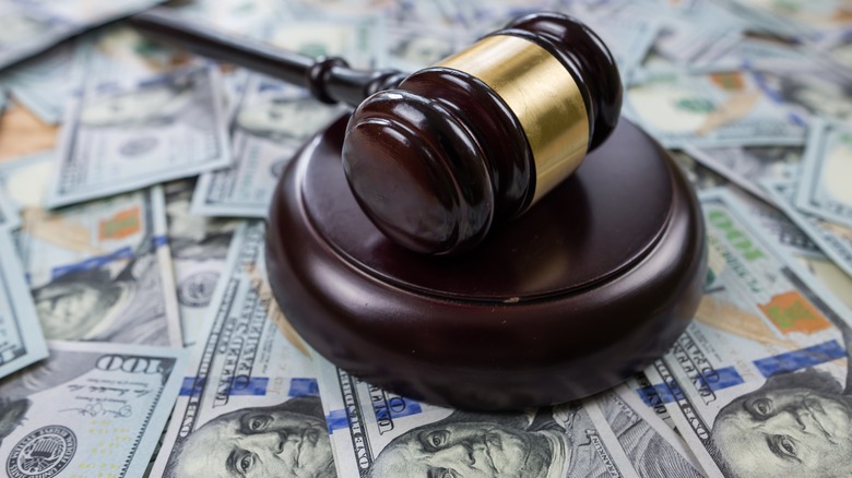 judge's gavel on bills
