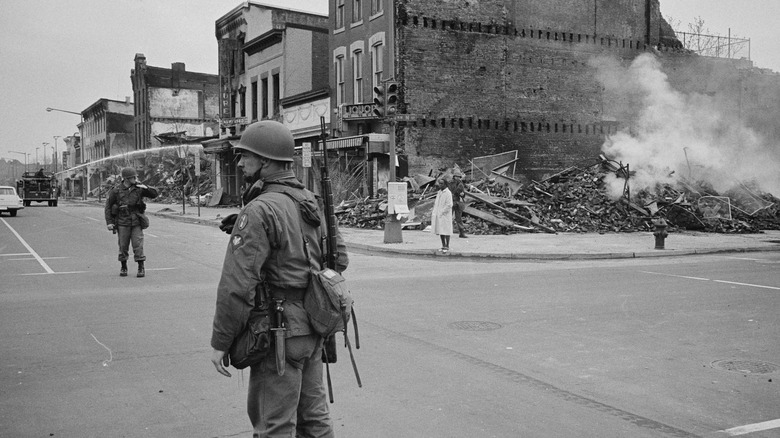 soldier during aftermath of 1968 riots