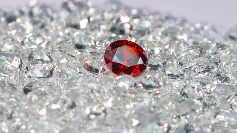 Blood-red ruby, among diamonds.