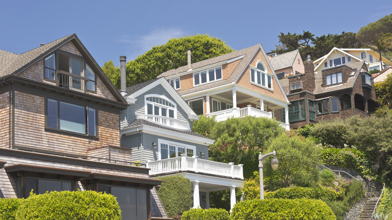 row of houses on a hill