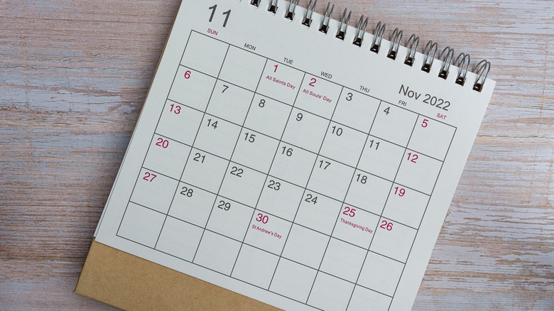 Calendar for November 2022