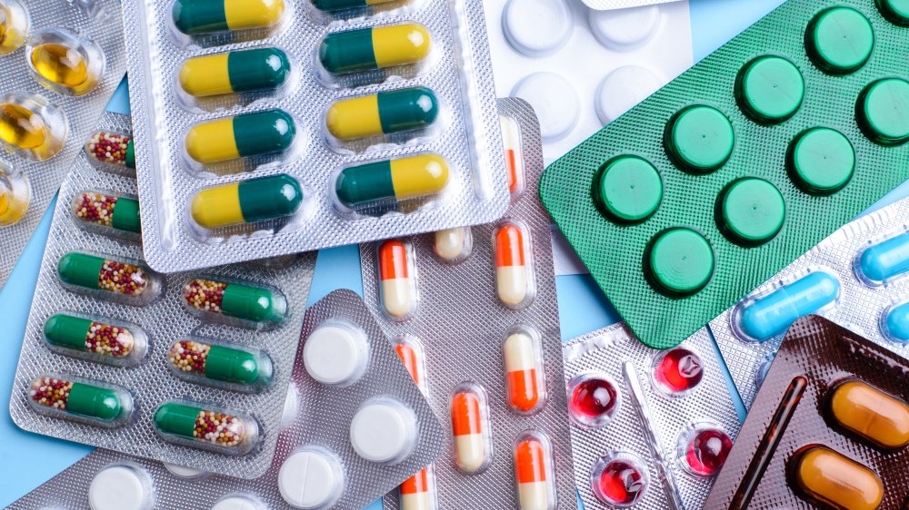 Lots of pills in packets ready to be prescribed and bought