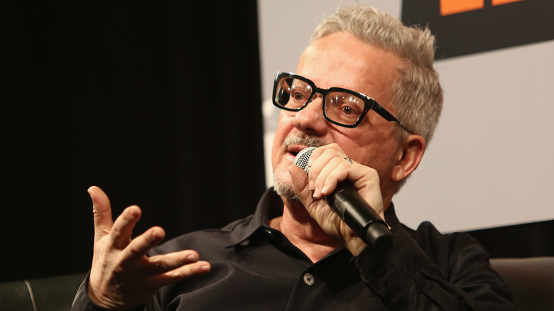 Mark Mothersbaugh talking in microphone