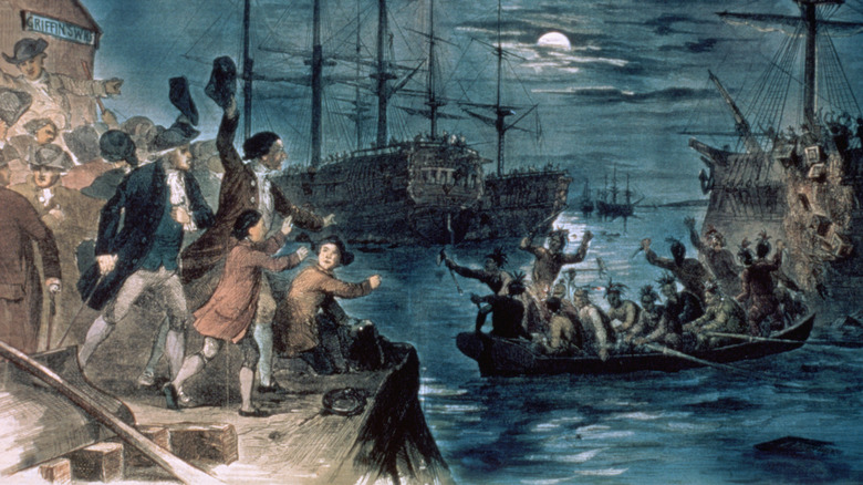 Crowds cheer on Boston Tea Party