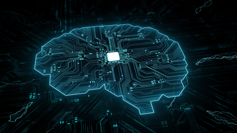 artist impression of AI brain made from circuitry
