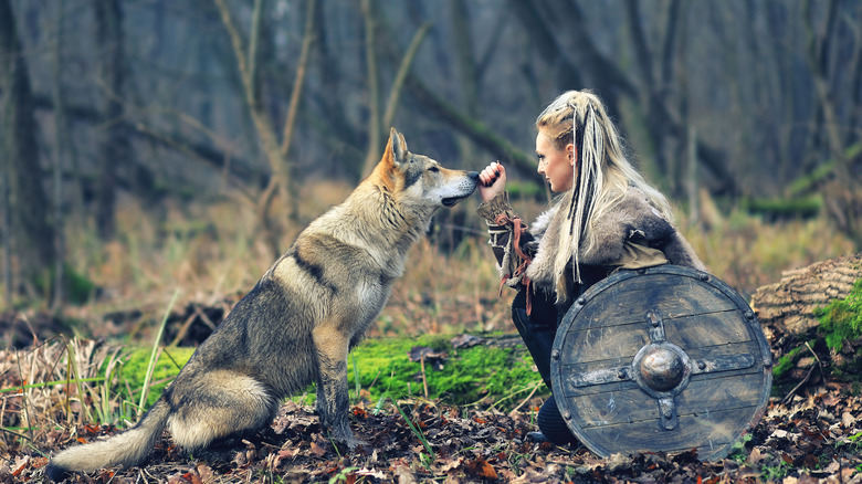 Viking woman with wolf