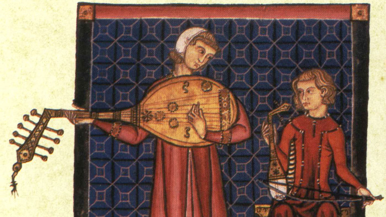 Artwork of two minstrels from 1280